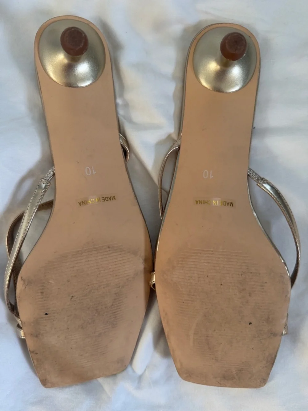 Metallic Gold Strappy Kitten Heel Sandals - Women - Picture 8 of 11